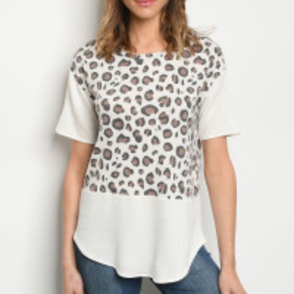 Leopard Print Color Block Top